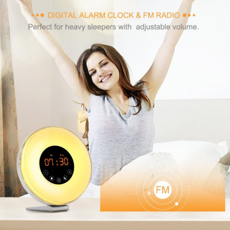 Simulated Sunrise And Sunset Sleep Light Alarm Clock with FM Radio, US Plug, EU Plug, UK Plug, AU Plug