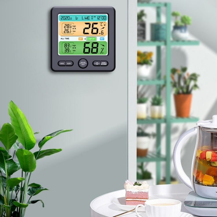 Indoor Color Digital Display Thermometer & Hygrometer Household Large-Screen Electronic Clock, TS-6211-W, TS-6211-B
