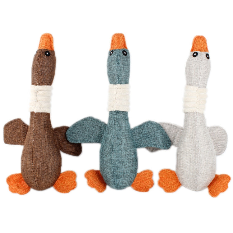 Long Animal Wild Goose Vocal Bite Resistant Dog Toy Plush Molar Dog Supplies, Gray, Blue, Brown