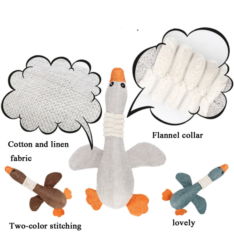 Long Animal Wild Goose Vocal Bite Resistant Dog Toy Plush Molar Dog Supplies, Gray, Blue, Brown