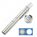Flashlight Pupil Pen Light Yellow White Dual Light Source Dental Light LED Stainless Steel Morning Inspection Light, Flashlight Pupil Pen Light (Silver), Flashlight Pupil Pen Light (Black)