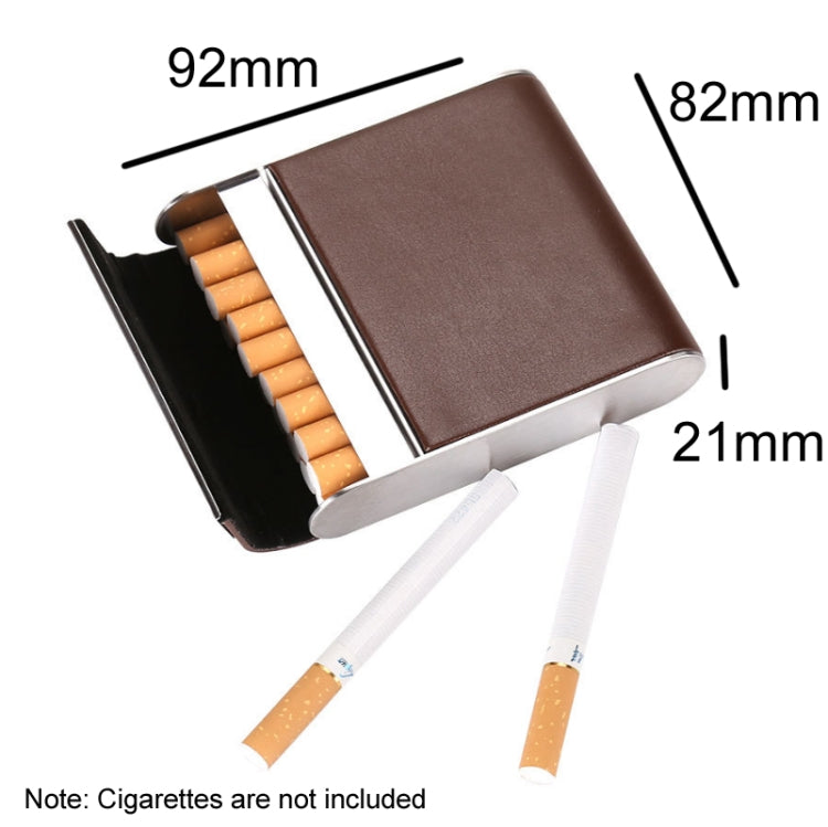 Men Metal Fiber Leather Magnetic Buckle Cigarette Case, Black, Coffee, Brown/Apricot, Red, Gray