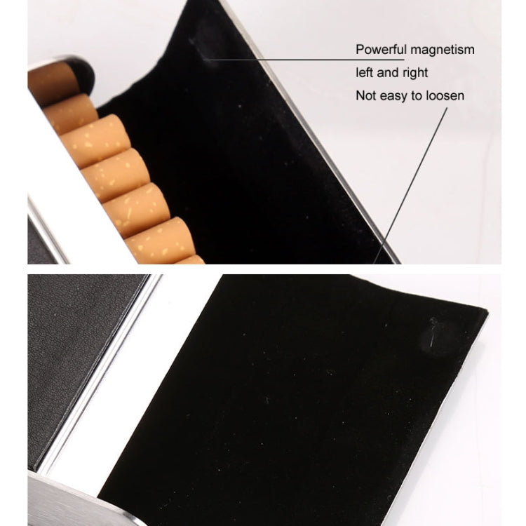 Men Metal Fiber Leather Magnetic Buckle Cigarette Case, Black, Coffee, Brown/Apricot, Red, Gray