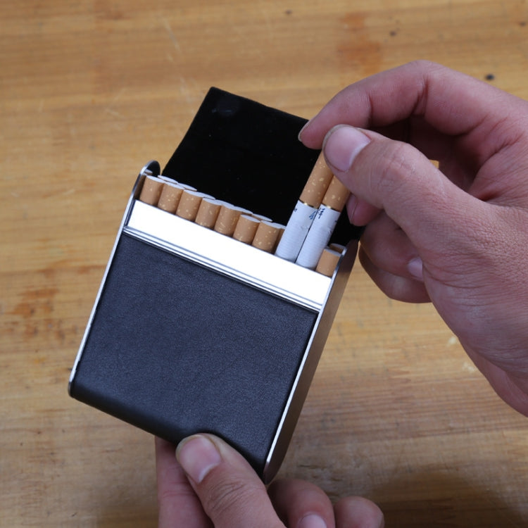Men Metal Fiber Leather Magnetic Buckle Cigarette Case, Black, Coffee, Brown/Apricot, Red, Gray