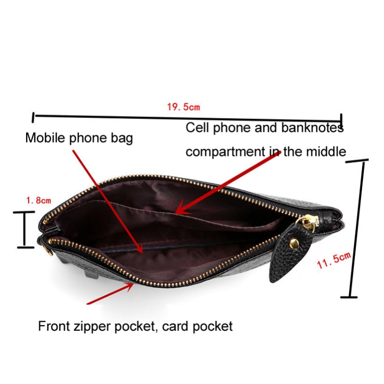 Ladies One-Shoulder Diagonal Mobile Phone Coin Purse, Jujube Red, Orange, Brown, Red, Navy Blue, Black, Ink, Lake Blue, Khaki