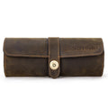 CONTACTS FAMILY CF1117  Retro Crazy Horse Texture Leather Watch Box Round Buckle Storage Box,Capacity: Can Hold 3 Watches, CF1117