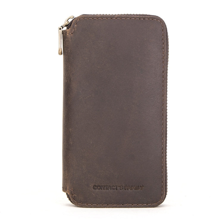 Contacts Family  CF1114 Leather Watch Box Retro Crazy Horse Leather Zipper Couple Watch Bag, CF1114