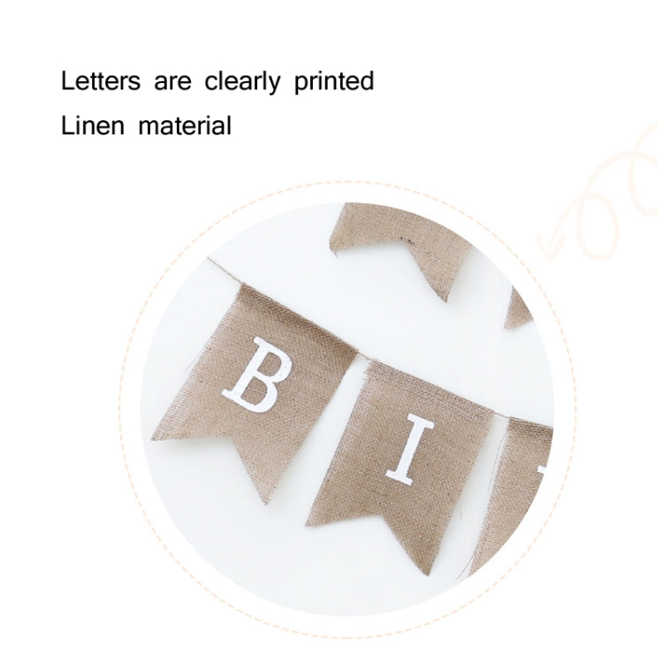 Swallowtail Burlap First Birthday Flags Mori Series Party Flags Specification: Burlap Birthday Fish Tail Flag, Burlap Triangle Flag