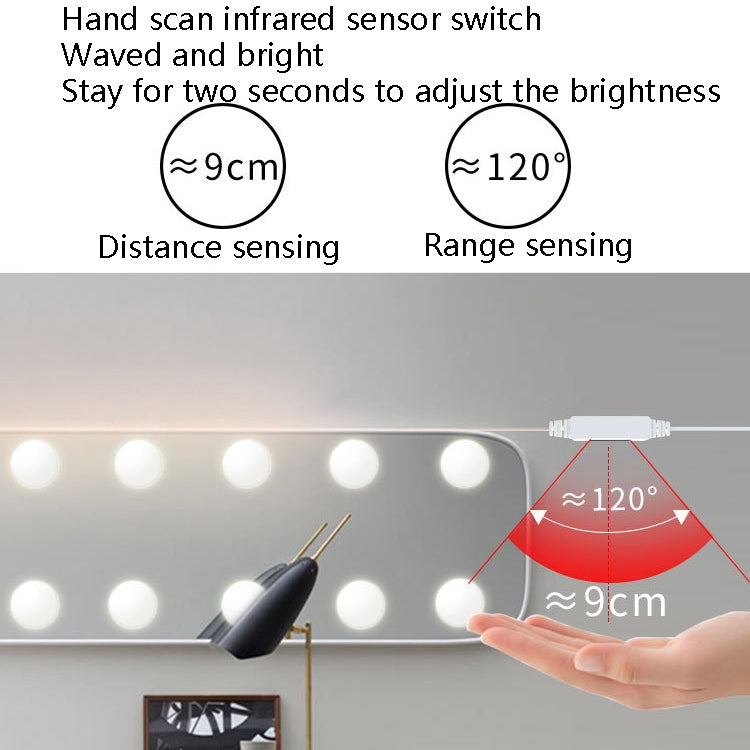 LED Makeup Lamp Mirror Front Beauty Fill Light Hand Sweep Sensation Lamp, 2 Bulbs, 6 Bulbs, 10 Bulbs, 14 Bulbs