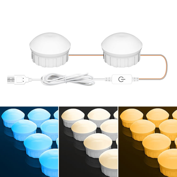 Cosmetic Room Bathroom Mirror Front Light USB Three-Color Dimming Light, 2 LEDs, 6 LEDs, 10 LEDs, 14 LEDs