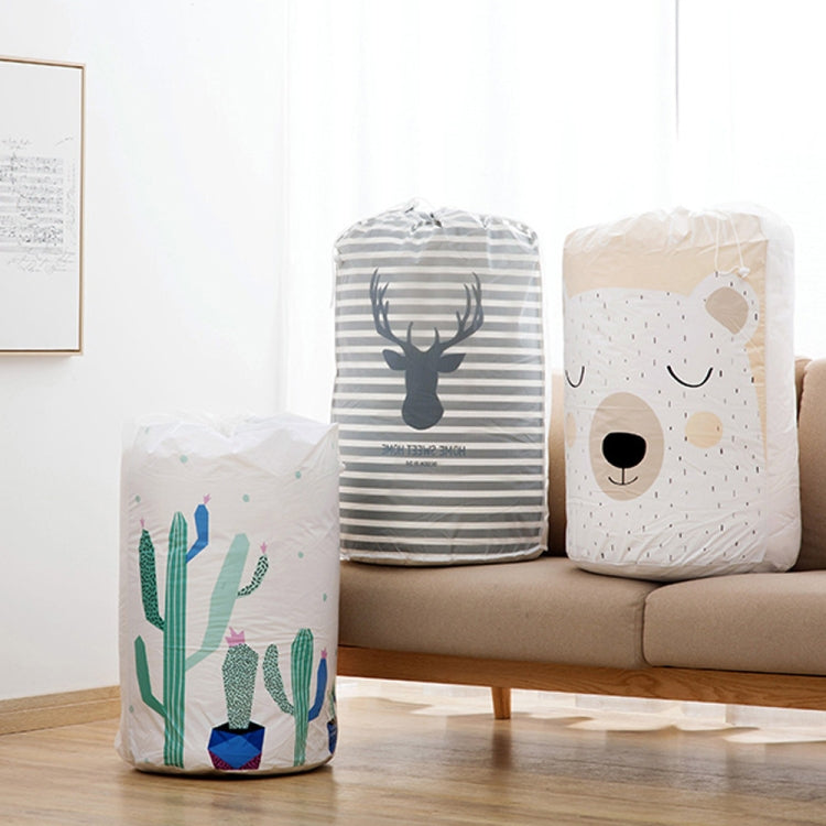 Large-capacity Household Waterproof Moisture-proof Quilt Storage Bag Packing Bag, Striped Deer, Cute Beer, Cactus, Garlands