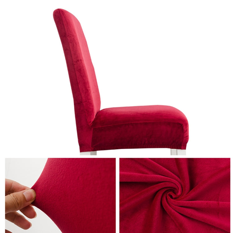 Simple Soft High Elastic Thickening Velvet Semi-Interior Chair Cover Hotel Chair Cover, Coffee Gray, Yellow Green, Wine Red, Navy, Black, Dark Green, White, Peacock Blue, Light Gray, Carbon Gray, Camel, Royal Blue, Beige, Grape Purple, Red, Orange     ...