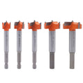 5 PCS / Set Woodworking Hole Opener Hinge Stone Cream Board Wood Take-Hole Door Window With Collar Woodworking Flat Drill Bit, 5 PCS / Set Woodworking Hole Opener