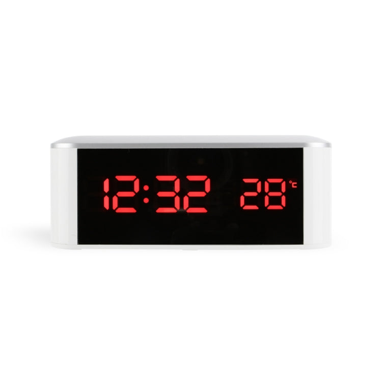 Home LED Mirror Multifunction Electronic Clock Mirror Clock Household Thermometer, Red Word, White Word, Blue Word
