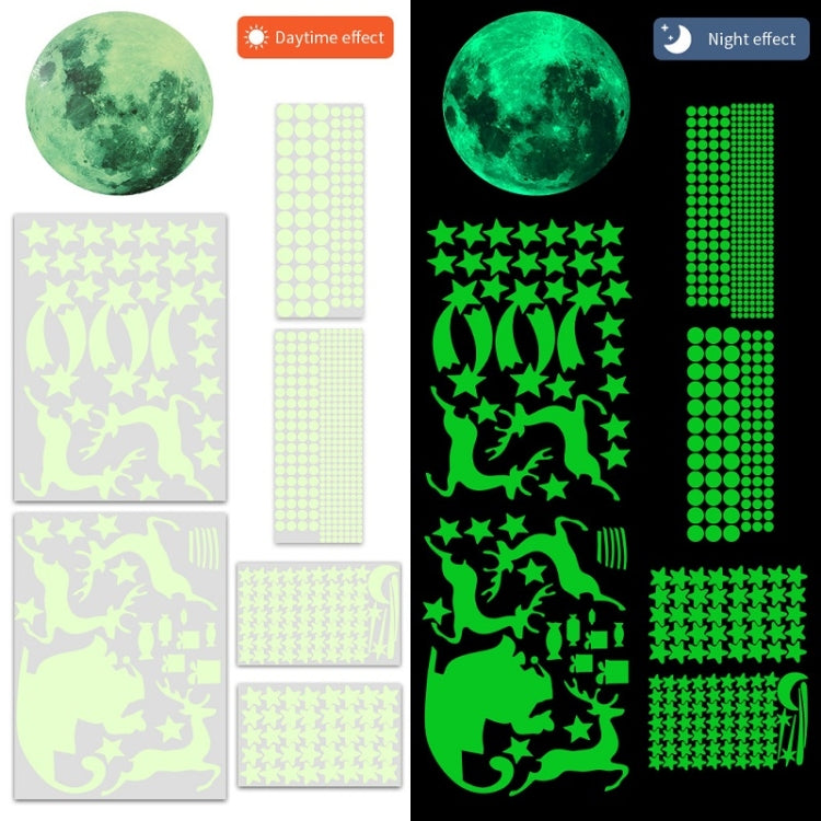 AFG3367 Moon + 407 PCS Dot + 103 PCS Star + Two Christmas PE Film Luminous Stickers, Specification: Blue, Moon+Dot+Star+Christmas(Green), Moon+Dot+Star+Christmas(Blue)