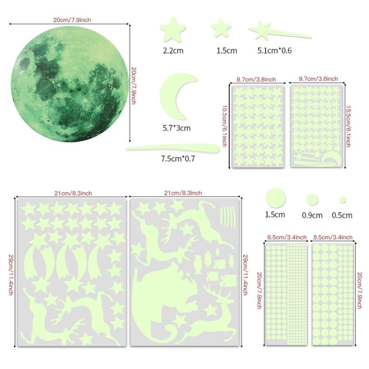 AFG3367 Moon + 407 PCS Dot + 103 PCS Star + Two Christmas PE Film Luminous Stickers, Specification: Blue, Moon+Dot+Star+Christmas(Green), Moon+Dot+Star+Christmas(Blue)