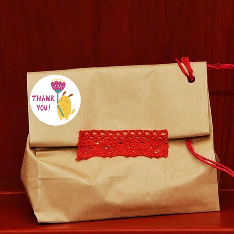 2 Rolls Animal Decoration Envelope Sealing Sticker Thank You  Label, 2.5cm
