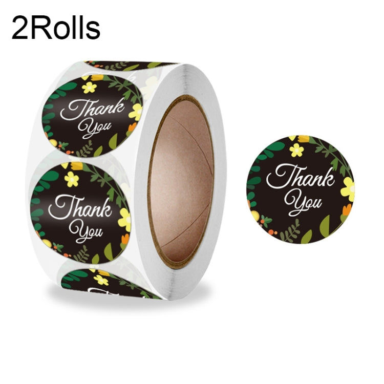 2 Rolls Sealing Sticker With Flower Crafts Decoration Label, 2.5cm/1inch