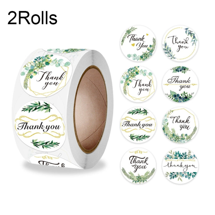 2 Rolls Thank You Floral Sticker Wedding Gift Decoration Label, 2.5cm / 1inch