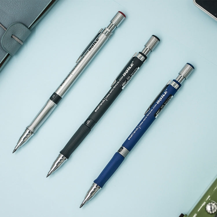 Baile 2.0mm Exam Push-out Drawing Drawing Writing Activity Automatic 2B Pencil, Blue, Black, Silver
