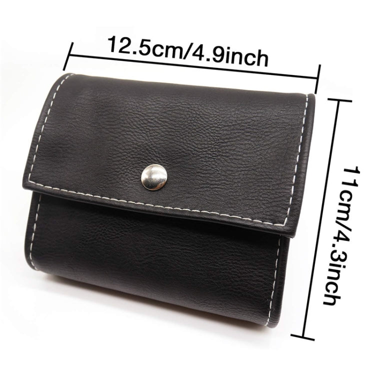 Notebook-Style 28-Compartment Portable Pill Box&Leather Bag, Black, Brown