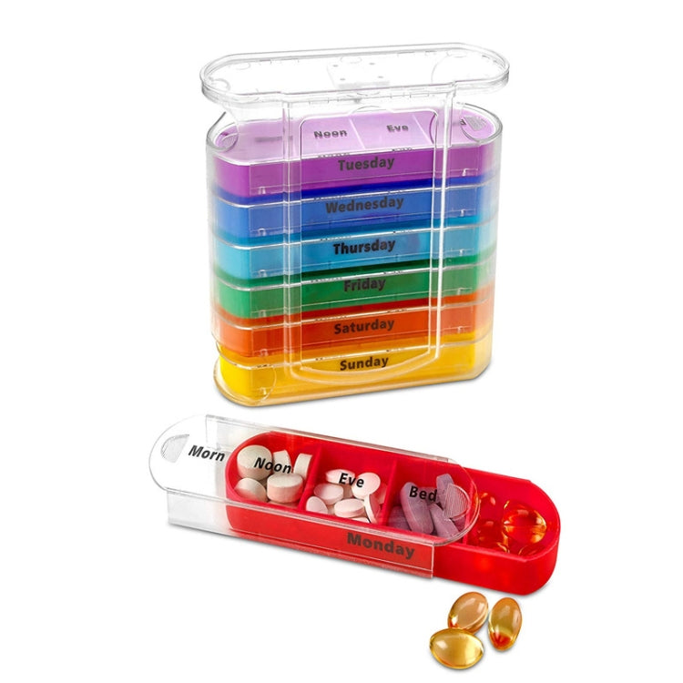 One Week Use 28-Compartment Portable Drawer Type Moisture-Proof Medicine Box