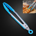 Kitchen Silicone Cooking Salad Stainless Steel Handle Food Clip, Steel Handle Food Clip(Blue)