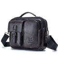 BULL CAPTAIN 036 Men Leather Shoulder Bag Retro First-Layer Cowhide Messenger Bag, Black, Iron Blue, Beige, Brown, Yellow Brown
