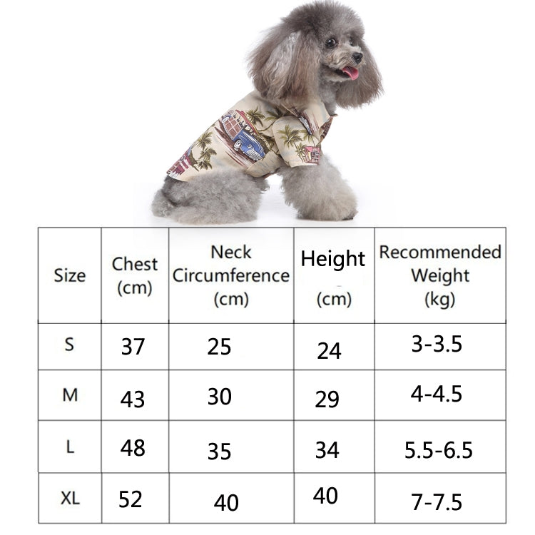Pet Beach Shirt Dog Print Spring And Summer Clothes, S, M, L, XL