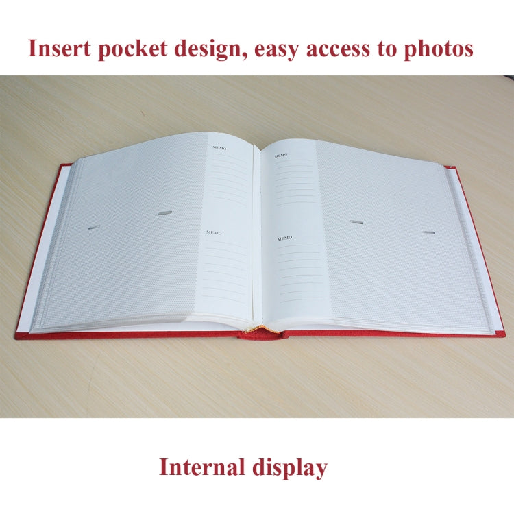 6 Inch 200 Sheets Flannel Retro Photo Album Interstitial Photo Storage Book, Red, Green, White, Orange