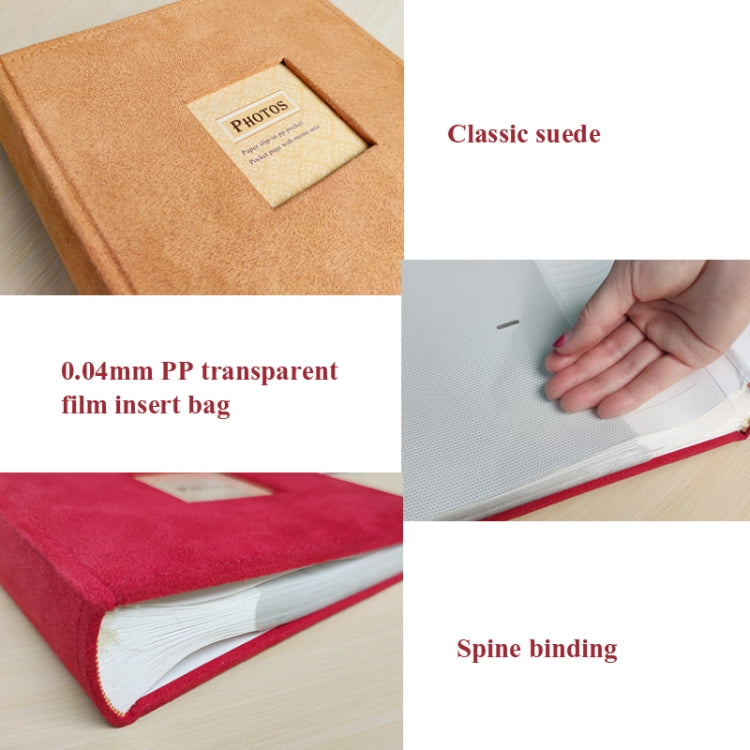6 Inch 200 Sheets Flannel Retro Photo Album Interstitial Photo Storage Book, Red, Green, White, Orange