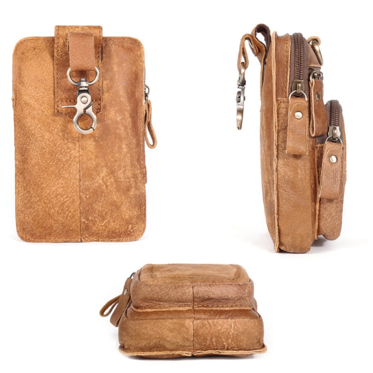 6386 Men Retro Cowhide Multifunctional Sports Belt Waist Bag, Black, Coffee, Brown