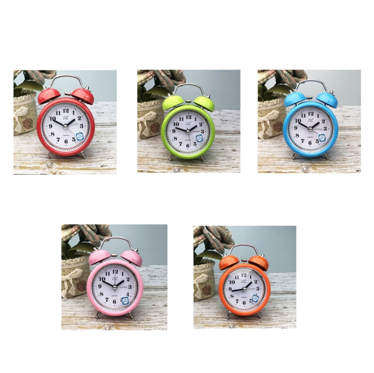 3 Inch Metal Bell Alarm Clock With Night Light Student Bedside Fashion Clock, Red, Green, Blue, Pink, Orange