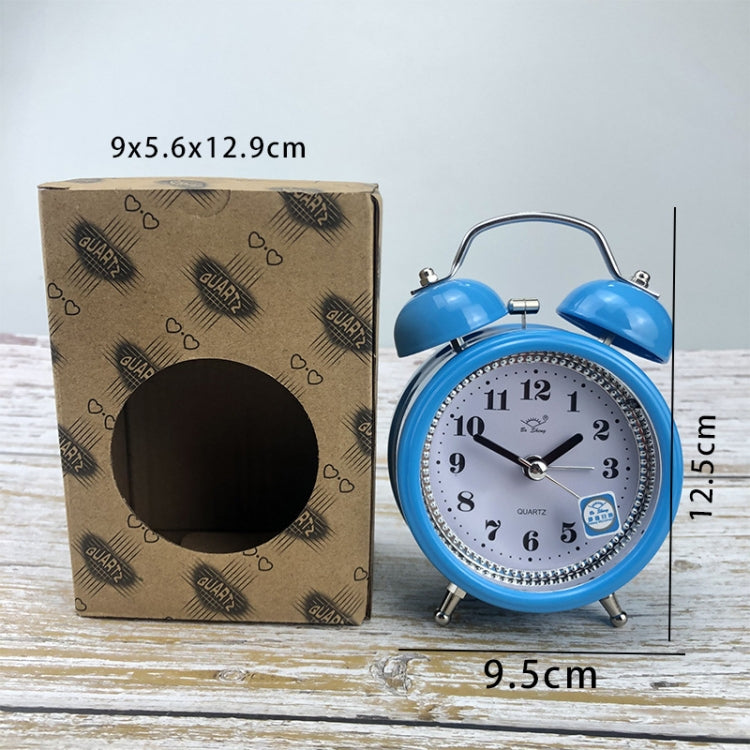 3 Inch Metal Bell Alarm Clock With Night Light Student Bedside Fashion Clock, Red, Green, Blue, Pink, Orange