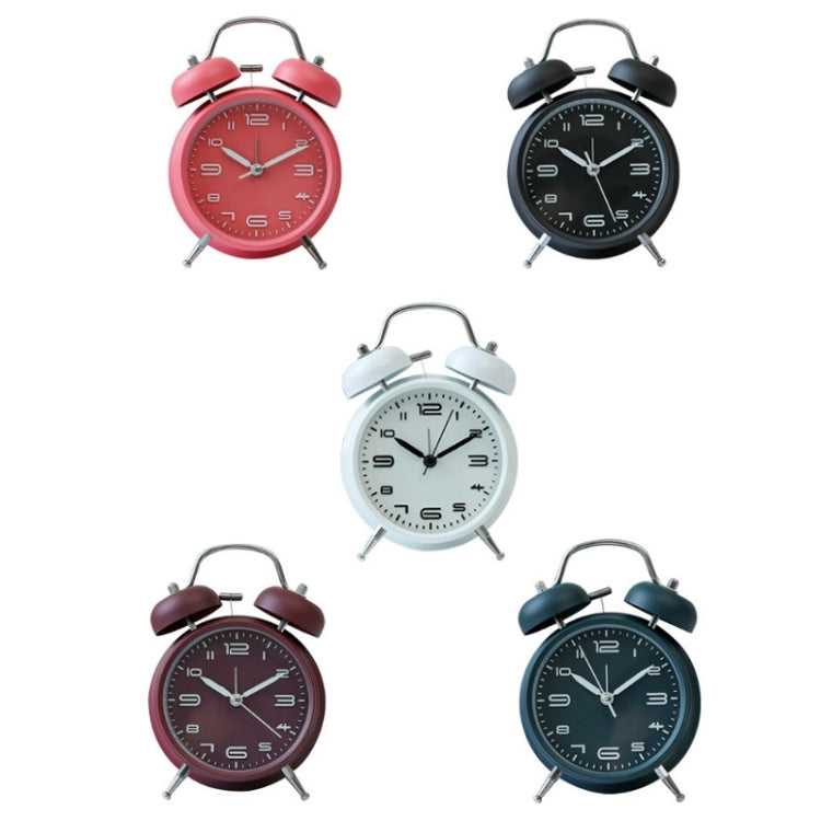3304T Bedroom Bedside Multifunctional Bell Metal Alarm Clock With Night Light, Wine Red, Navy Blue, Pink, White, Black