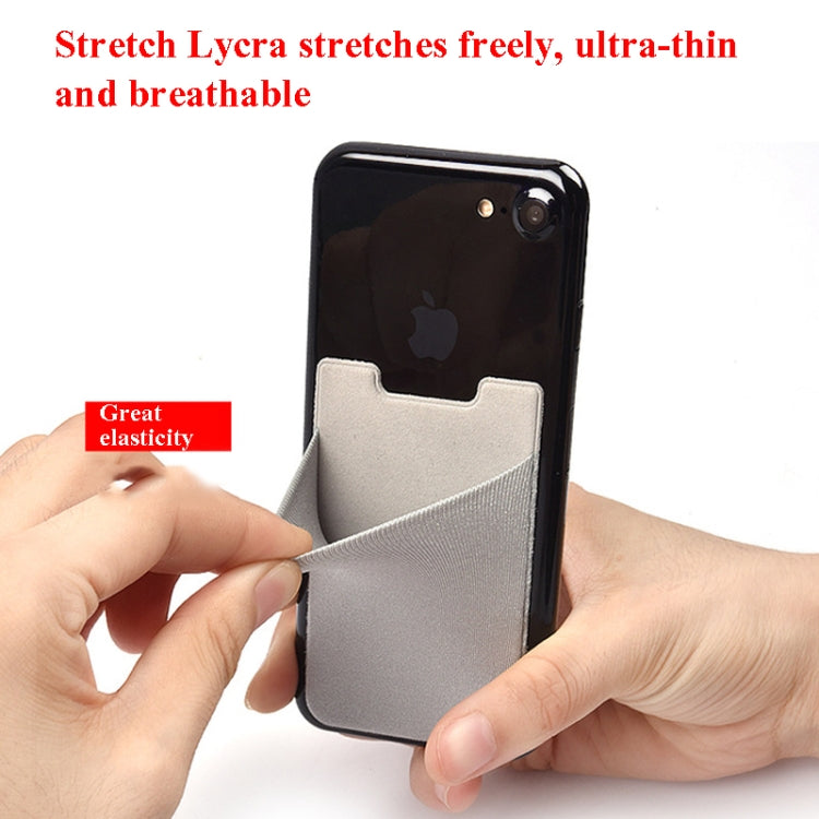 Stretch Lycra Mobile Phone Back Sticker Card Holder Phone Back Wallet Bus Bank Card Holder, Black, Red, Pink, Green, Rose Red, White, Deep Blue, Water Blue, Purple, Brown, Dark Blue, Dark Gray, Gold, Gray