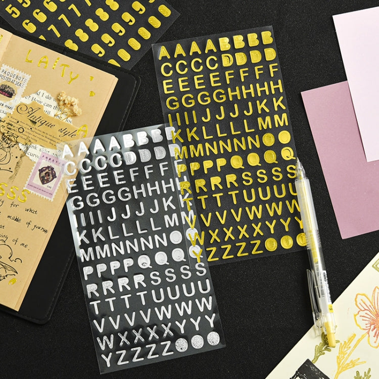 10 Sets Hand Account Alphanumeric Sticker Diary Plan DIY Sticker Set, Bronze Physical Letter, Bronze Cartoon Letter, Bronze Number, Hot Silver Physical Letter, Hot Silver Cartoon Letter, Hot Silver Number