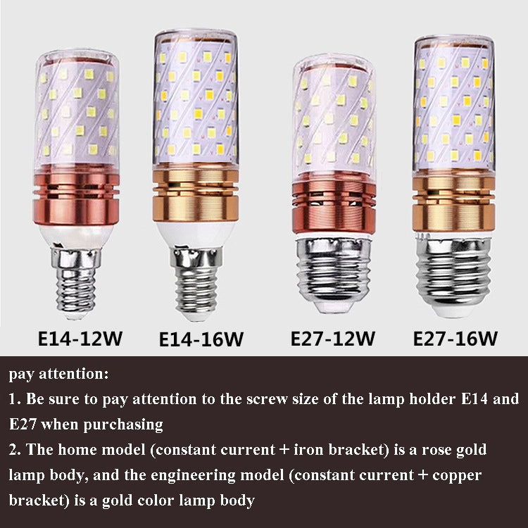 3 PCS No Flicker Corn Light Candle Bulb Screw Bulb, 12W-E27  White Light Home Style, 12W-E27  Warm Light  Home Style, 12W-E27  Three-color Light Home Style, 12W-E27  Neutral Light Home Style, 12W-E27  White Light Engineering                            ...