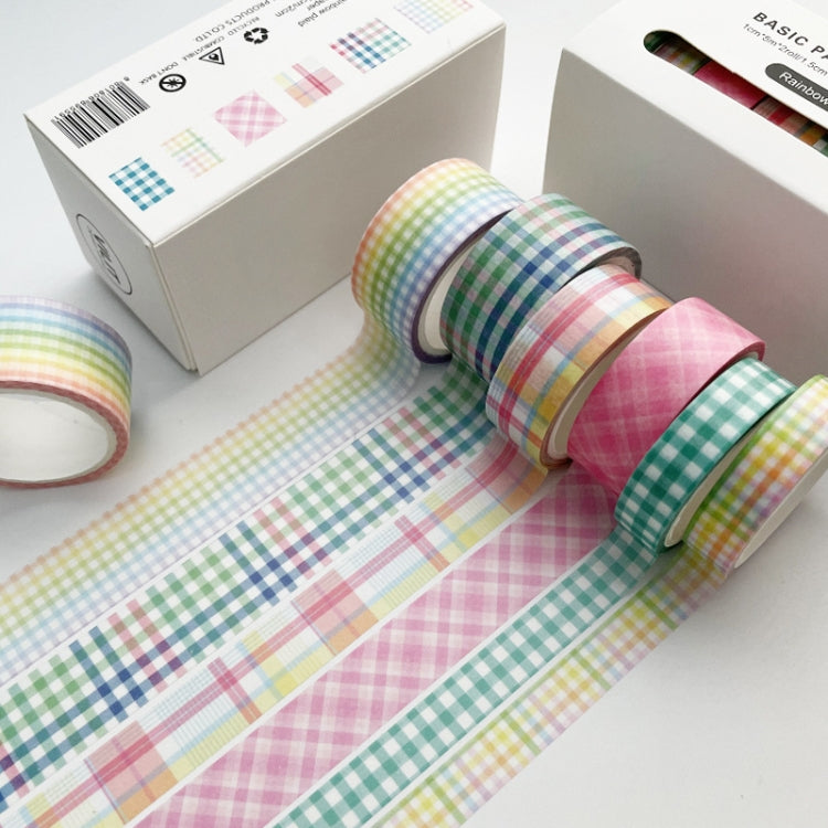 Paper Lattice Decorative Material Tape For Handbook, Rainbow Plaid, Black Plaid, Background Black, Texture, Basic Plaid, Stripe
