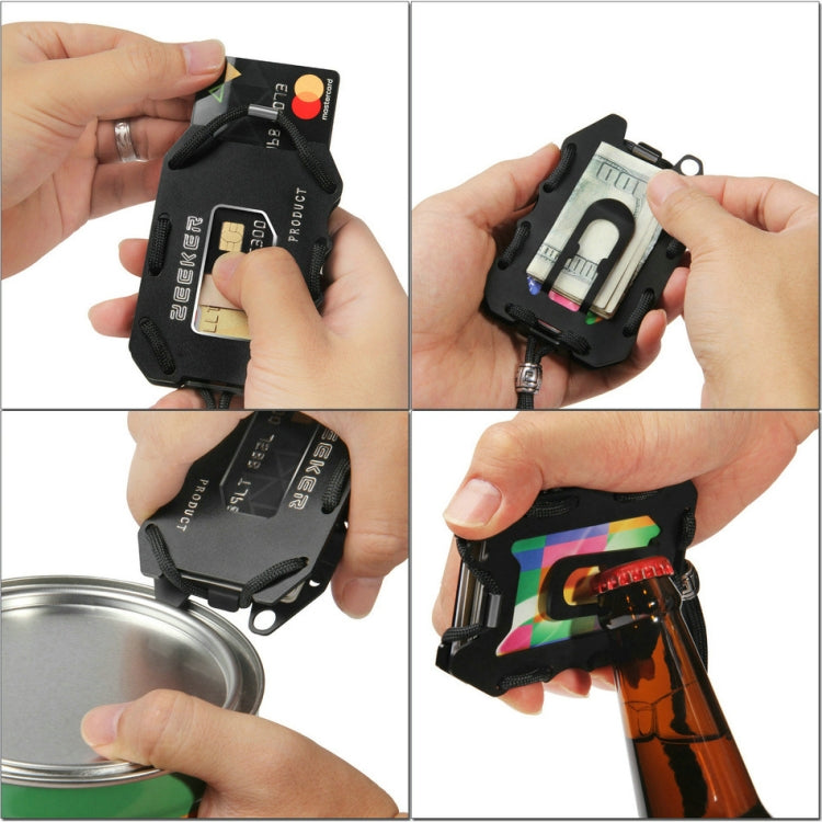 ZEEKER Metal Card Holder RFID Multifunctional EDC Wallet Large Capacity Minimalist Card Holder With Bottle Opener Function, Red, Green, Blue, Black, Grey, Black Brushed