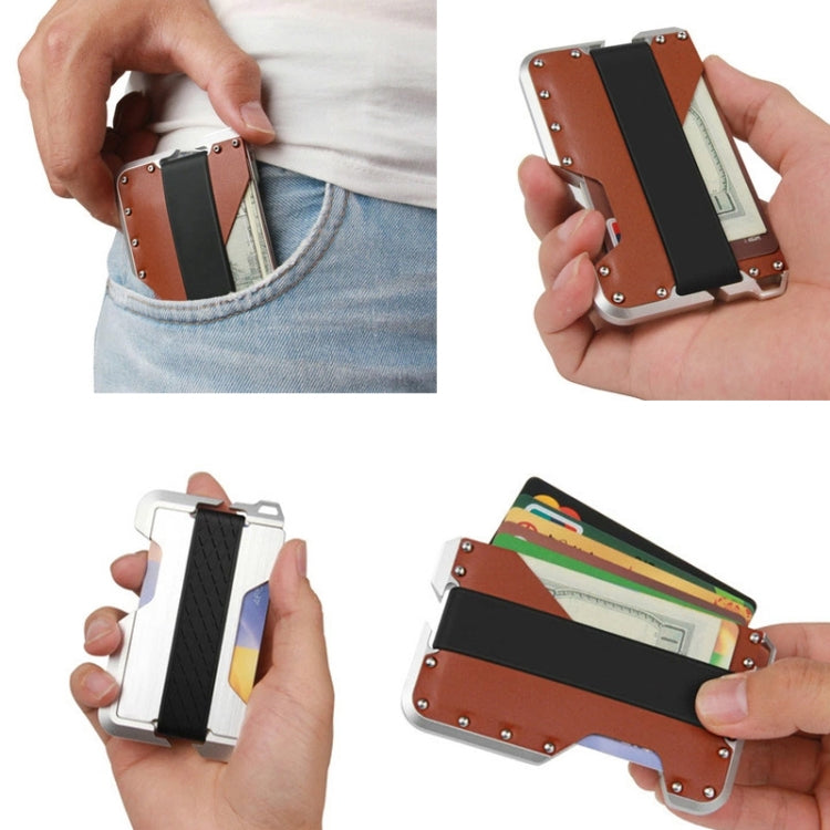 JK02 Metal Card Holder RFID Anti-Theft  Leather Wallet EDC Multifunctional Stainless Steel Aluminum Alloy Card Holder, Black, Black+  Khaki +Black, Black+Black + Orange, Black  + Khaki  + Orange, Silver  + Black + Black, Silver + Khaki  + Black        ...