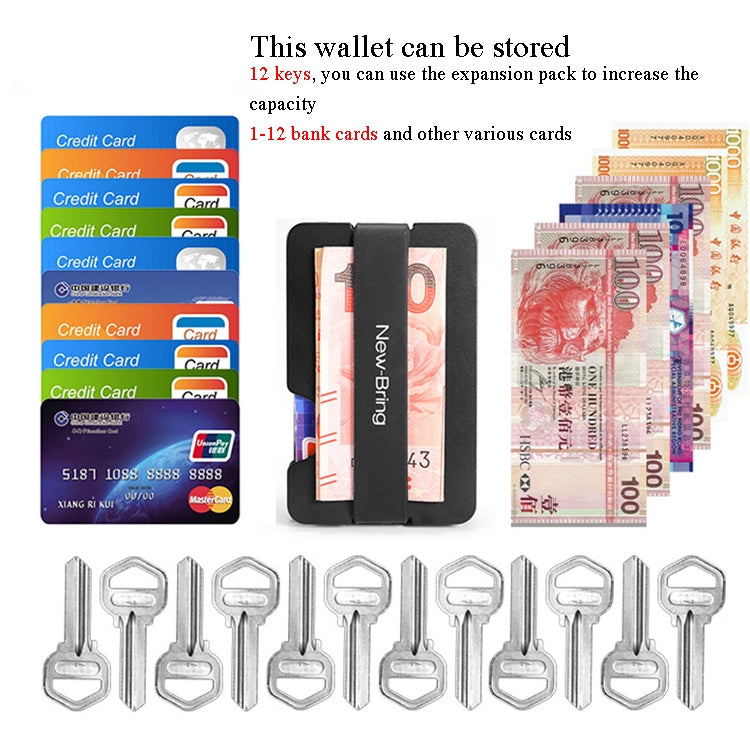 New-Bring Metal Card Holder Multifunctional  EDC Wallet Can Store Keys & U Disk, Black, Carbon Fiber