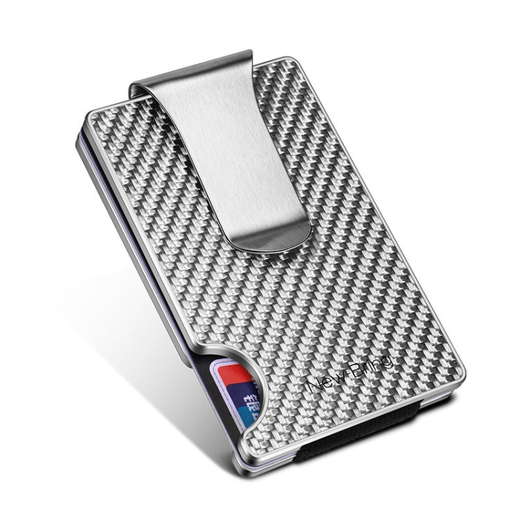 New-Bring Metal Carbon Fiber Wallet Ultra-Thin Card Holder Male RFID Anti-Theft Simple Wallet Bank Credit Card Storage Device, Silver, Black