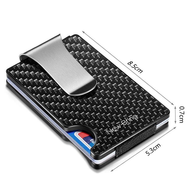 New-Bring Metal Carbon Fiber Wallet Ultra-Thin Card Holder Male RFID Anti-Theft Simple Wallet Bank Credit Card Storage Device, Silver, Black