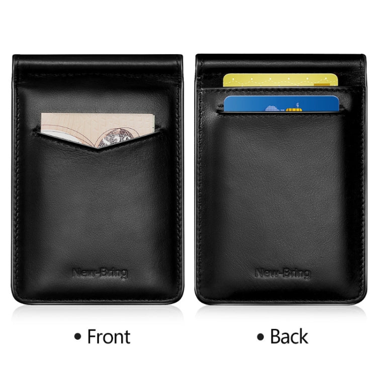 New-Bring Anti-Theft RFID Card Holder Men Ultra-Thin Card Holder Multi-Card Position ID Leather Case, Black, Carbon Fiber
