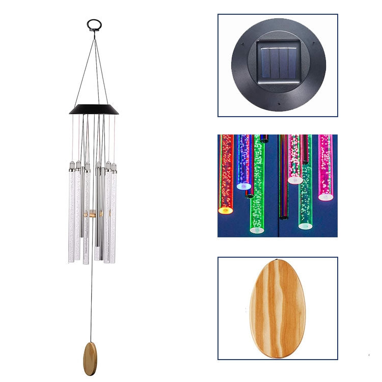 Outdoor Solar Colorful Gradient Rotating Wind Chime Garden Decorative Light