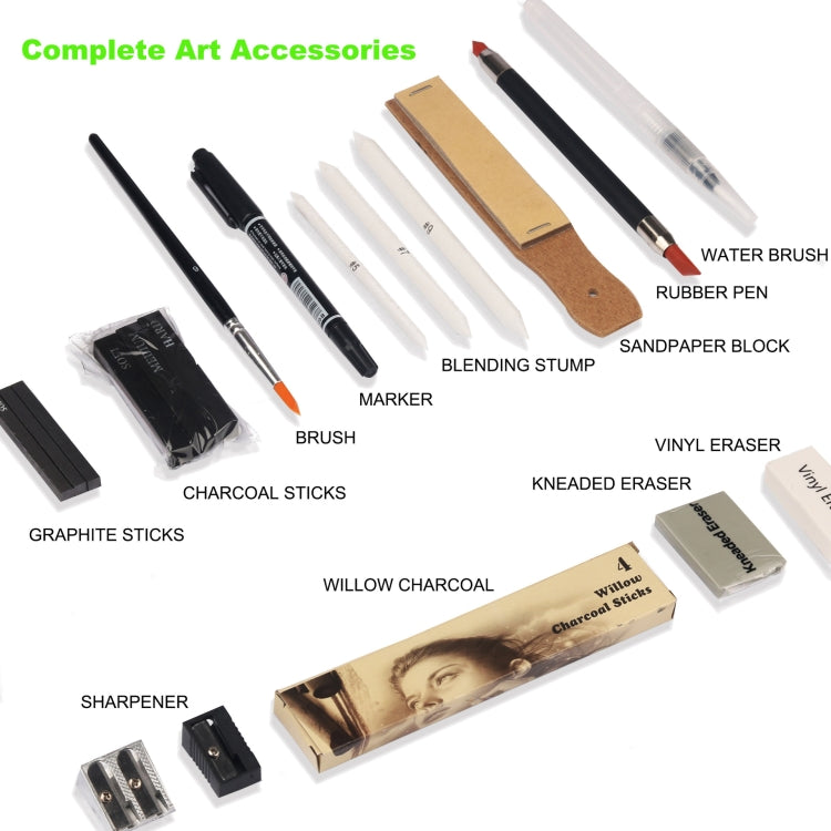 KALOLR YW-PC083  83 in 1 Portable Sketch Tool Water-Soluble Color Lead Metal Color Lead Combination Sketch Drawing Set, YW-PC083
