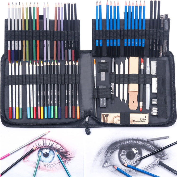 KALOLR YW-PC083  83 in 1 Portable Sketch Tool Water-Soluble Color Lead Metal Color Lead Combination Sketch Drawing Set, YW-PC083