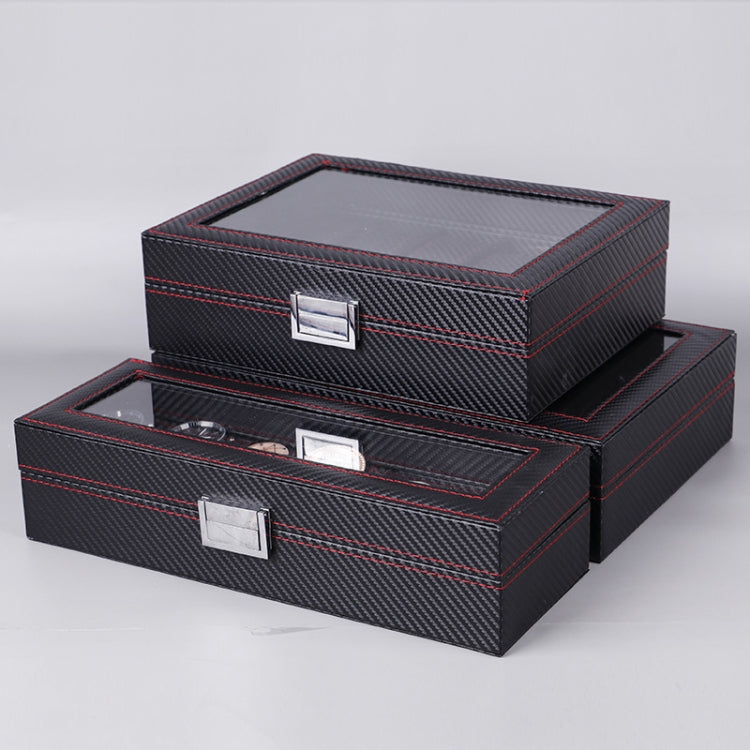 Carbon Fiber PU Leather Watch Box Jewelry Storage Box Packaging Box, Style:, 6 Watch Positions, 10 Watch Positions, 12 Watch Positions, 6 + 3 Red Black, Double-layer