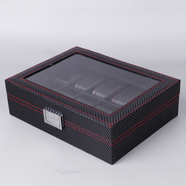 Carbon Fiber PU Leather Watch Box Jewelry Storage Box Packaging Box, Style:, 6 Watch Positions, 10 Watch Positions, 12 Watch Positions, 6 + 3 Red Black, Double-layer